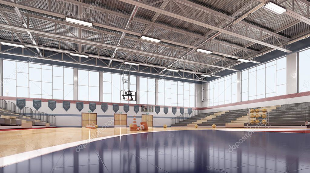 Grote sporthal met verschillende sportvelden